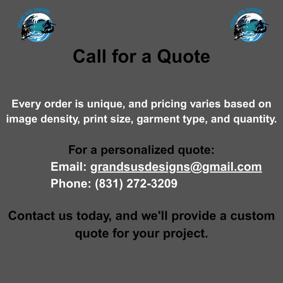 Call or email for a custom embroidery quote