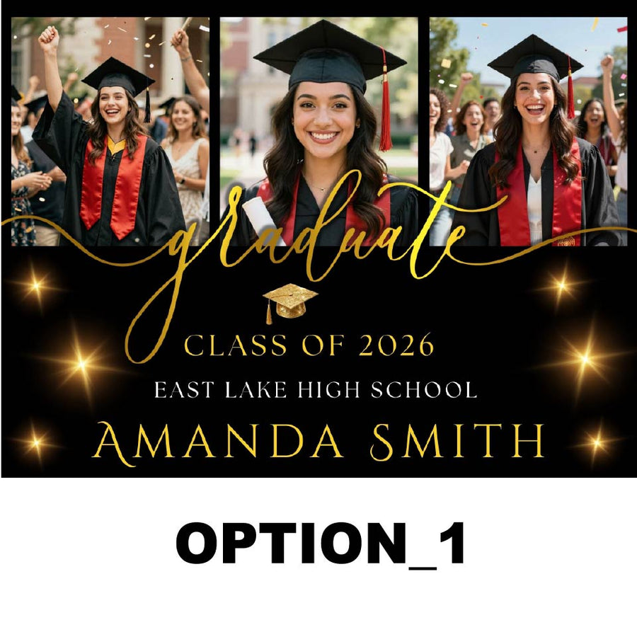 Graduation Lawn Sign 24x18 – Full Color Custom Yard Sign with Metal Stake | Weather-Resistant Outdoor Print