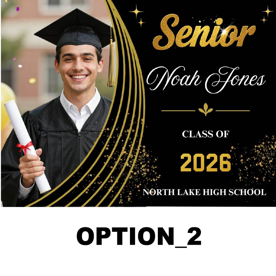 Graduation Lawn Sign 24x18 – Full Color Custom Yard Sign with Metal Stake | Weather-Resistant Outdoor Print