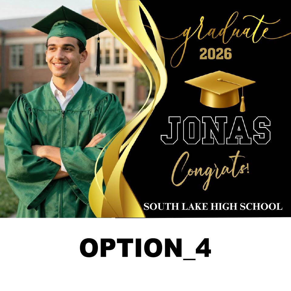 Graduation Lawn Sign 24x18 – Full Color Custom Yard Sign with Metal Stake | Weather-Resistant Outdoor Print