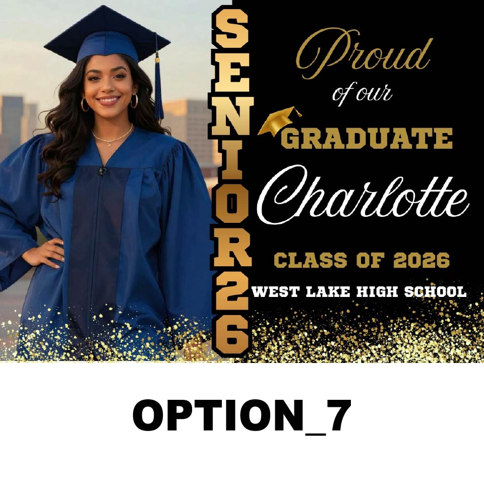 Graduation Lawn Sign 24x18 – Full Color Custom Yard Sign with Metal Stake | Weather-Resistant Outdoor Print