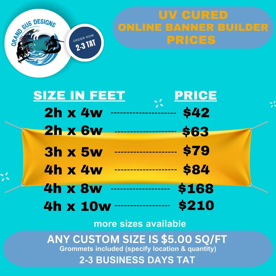DIY High-Resolution Product Banner Builder | Custom Sizes & Grommet Options