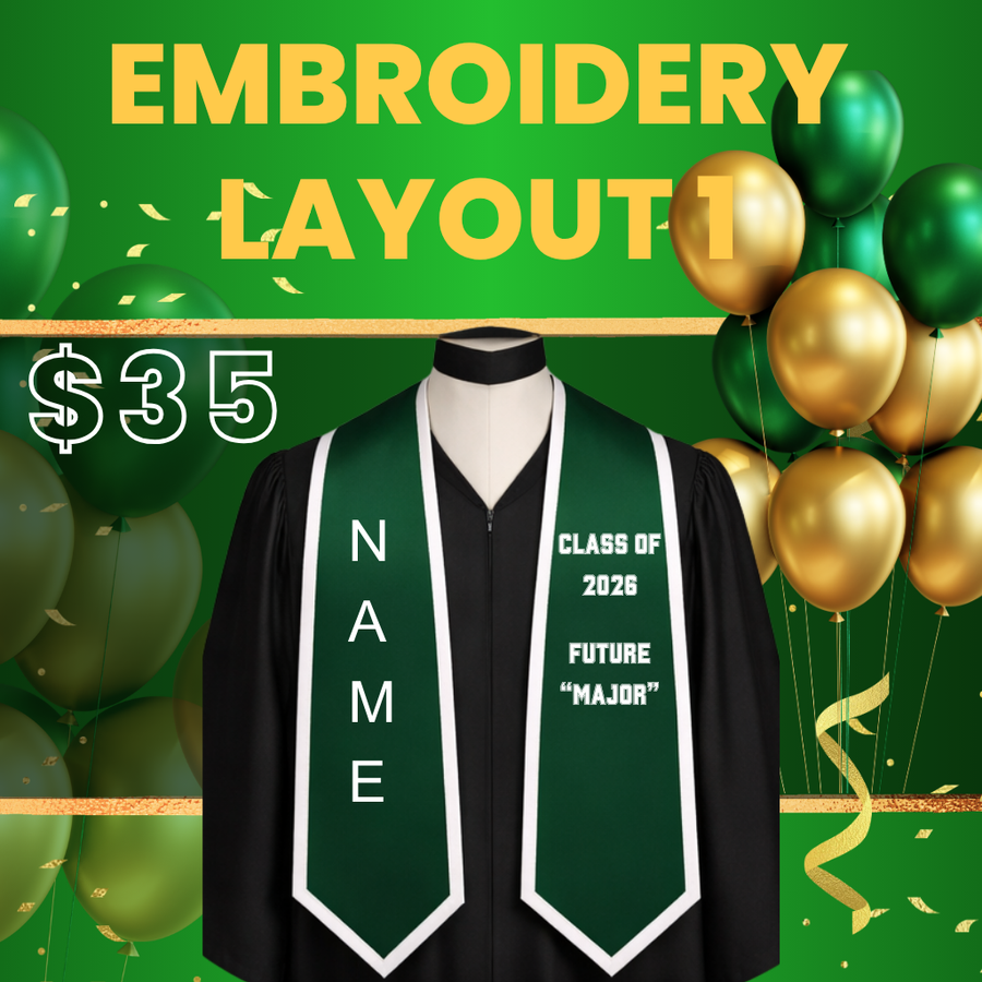 Custom Embroidered Graduation Stole – Personalized Stitching (Bring Your Own or Third-Party Stole)