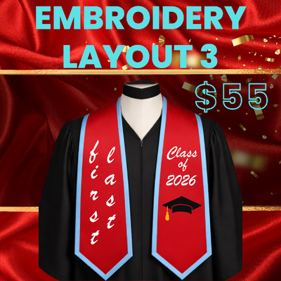 Custom Embroidered Graduation Stole – Personalized Stitching (Bring Your Own or Third-Party Stole)