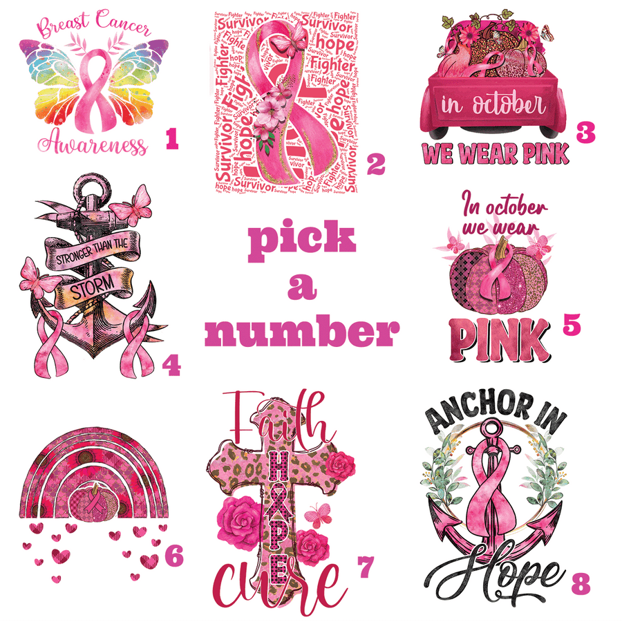 Breast Cancer AWARENESS MONTH Pick A Number Design 1 - Grand Sus Designs