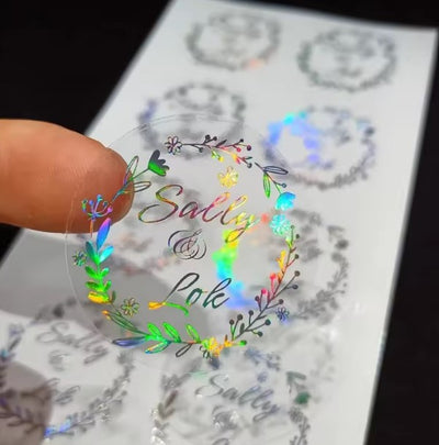 Embossed (textured) White or clear Vinyl stickers